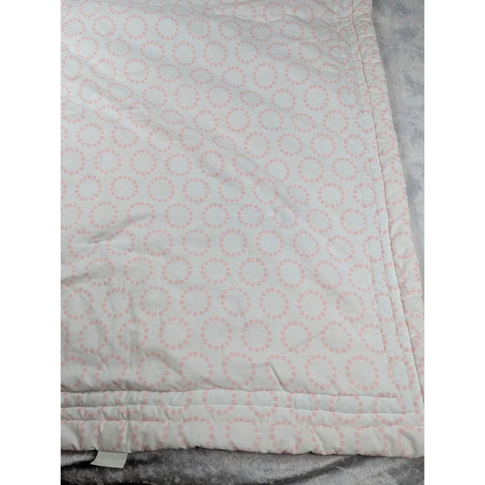 Optima Baby Quilt Poly cotton  35 X 43 Elephants Hearts Birds Blanket Pink gray